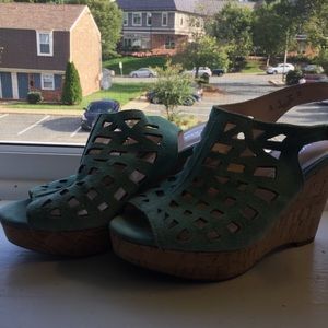 Franco Sarto | Geometric Cut out Suede Plat Wedges